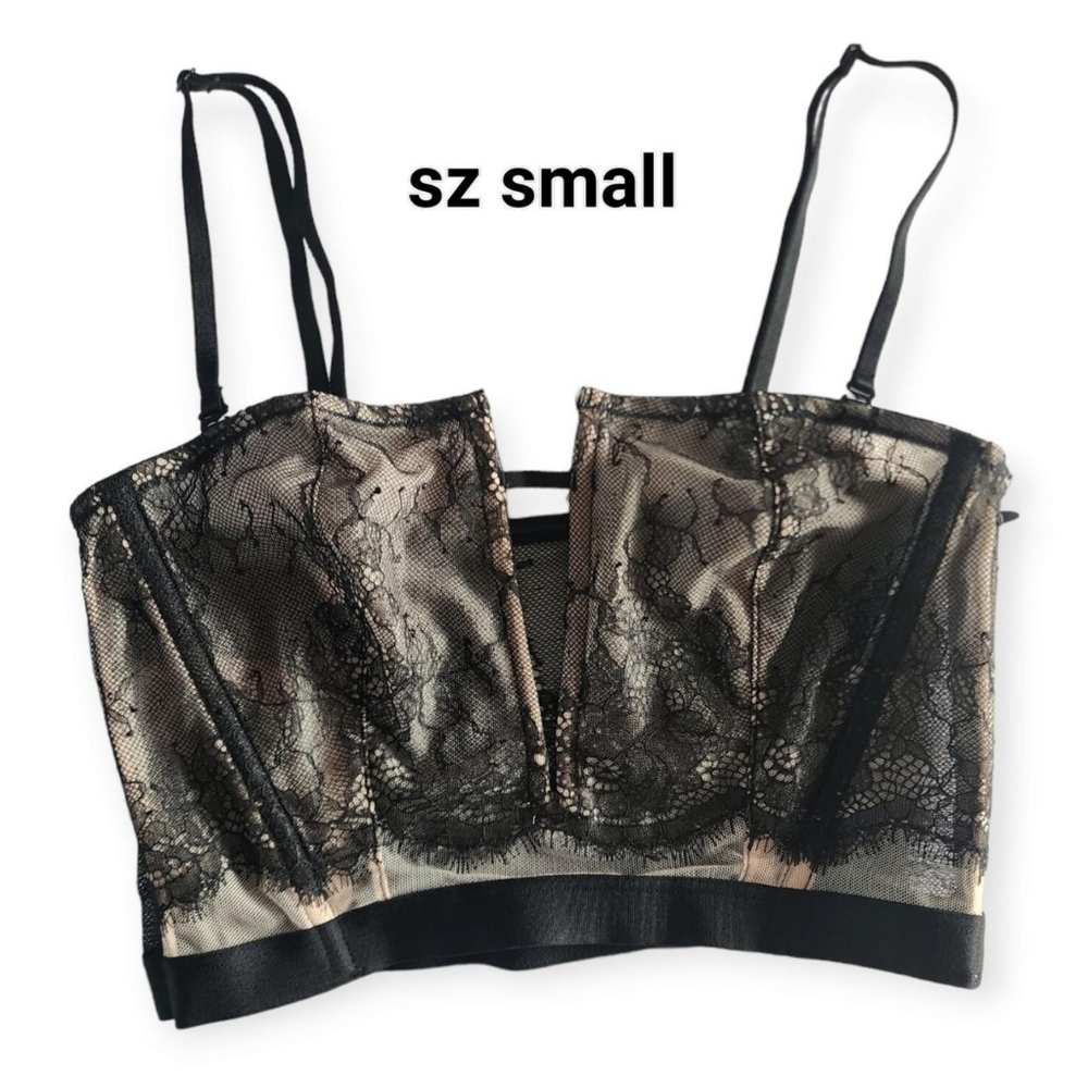 NWT sz Small Victoria's Secret Very Sexy Plunge Black Lace Bustier Unlined Bra